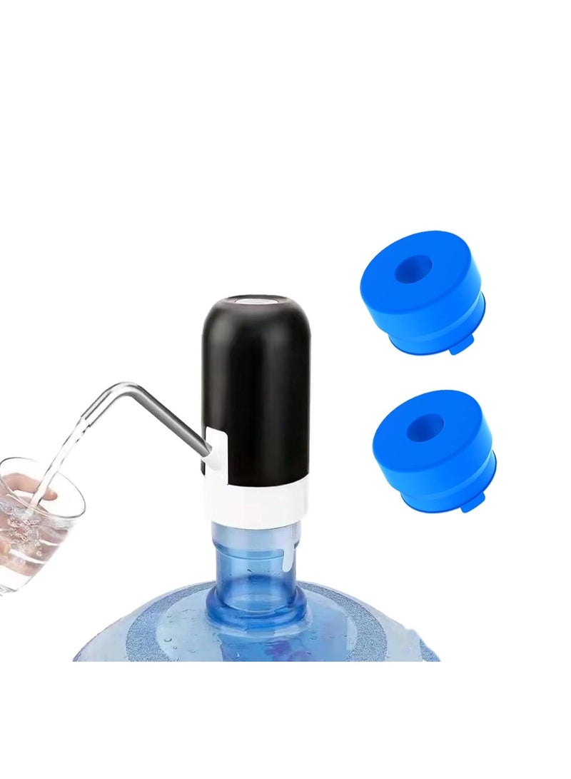 مضخة مياه لزجاجات سعة 5 جالونات - موزع كهربائي قابل لإعادة الشحن عبر منفذ USB لزجاجات سعة 2-5 جالونات - مضخة مياه شرب محمولة تعمل بلمسة واحدة مع خرطوم سيليكون آمن غذائيًا - Image 2